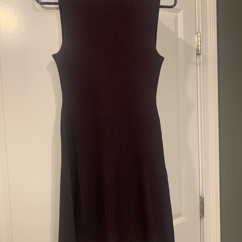 Theory Ribbed Metallic Merlot Dress with Cut out Back